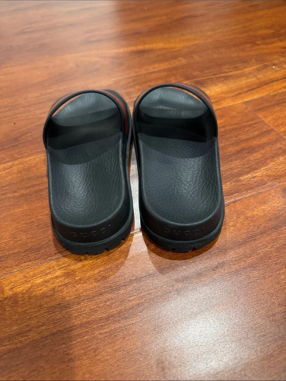 Gucci slides red green stripes black